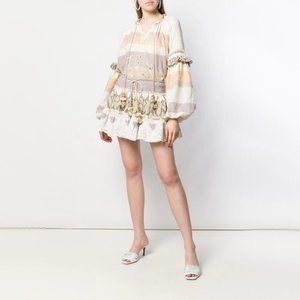 NWT Hemant & Nandita beige pleated mini skirt